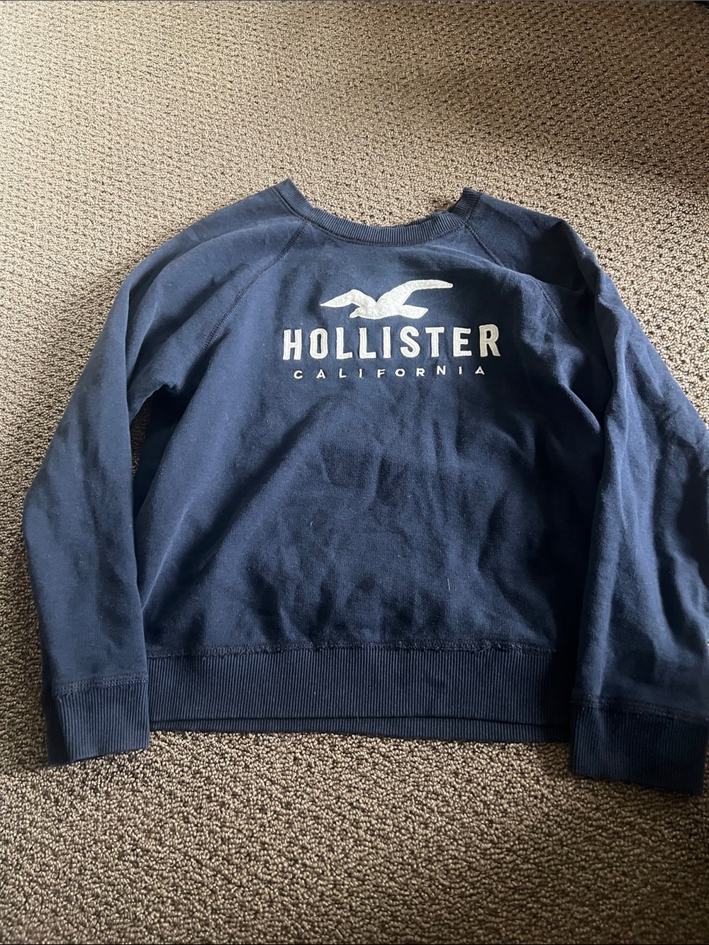 Hollister Navy Blue Logo Crewneck Sweatshirt